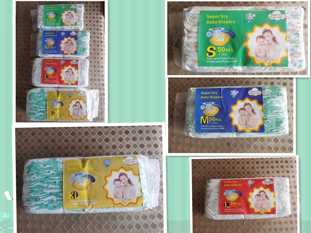 Simple packing baby diapers with stickers